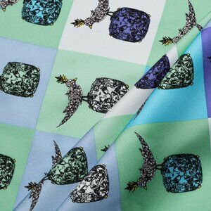 Bird on a Rock Square Scarf in Infinity Blue Silk